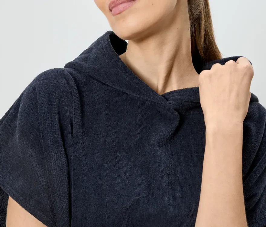Frottee-Umzieh-Poncho, navy