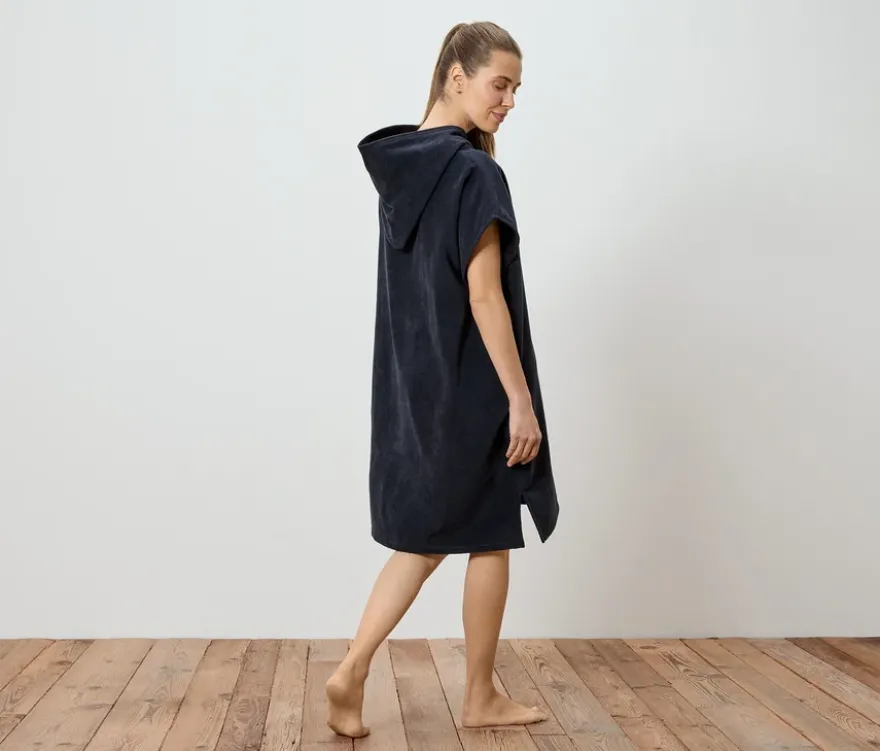 Frottee-Umzieh-Poncho, navy