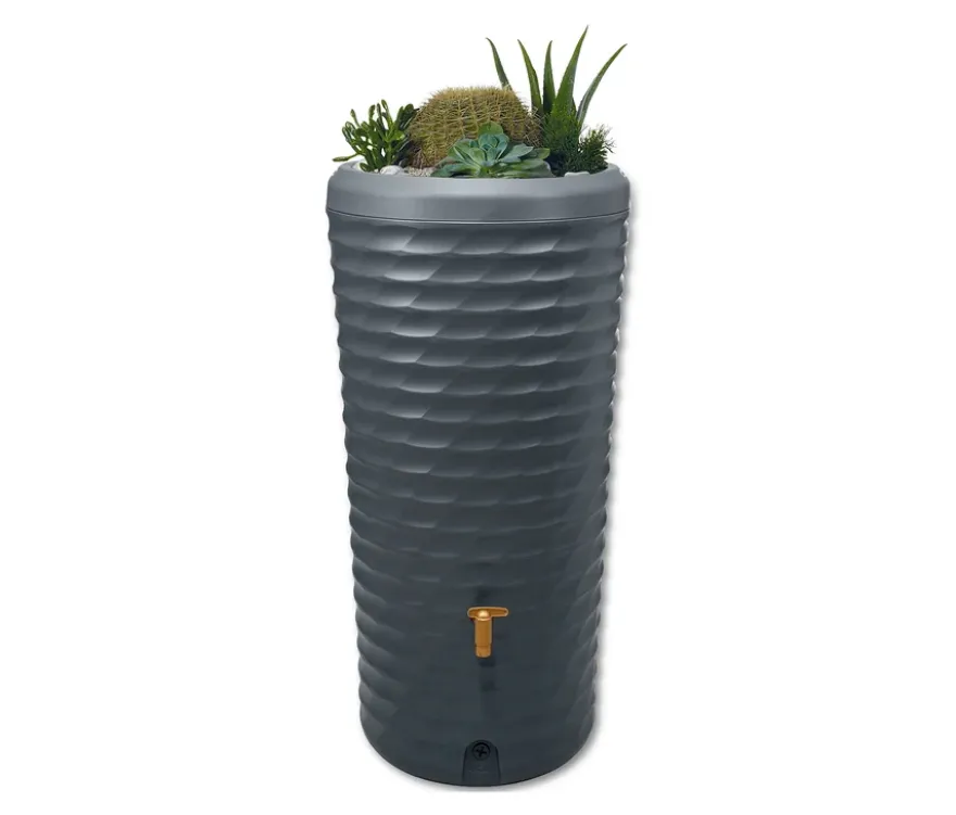 GARANTIA 2-in-1-Regenspeicher, ca. 230 l, Komplett-Set mit Pflanzenschale