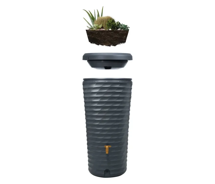 GARANTIA 2-in-1-Regenspeicher, ca. 230 l, Komplett-Set mit Pflanzenschale