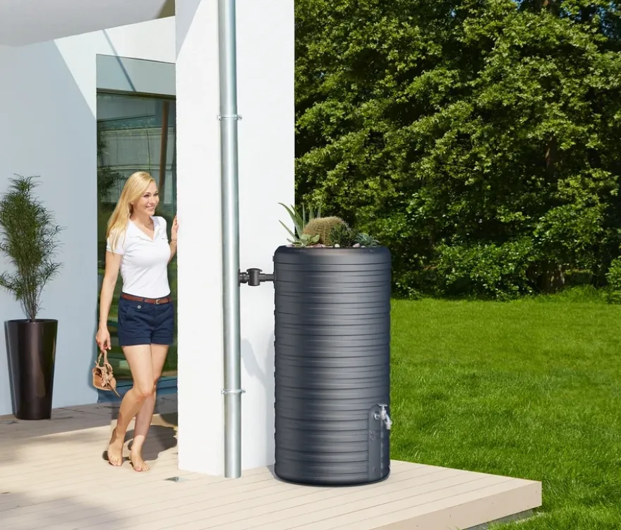 Garantia 2-in-1-Regentonne-Komplett-Setet »Nordic«, ca. 300 l, graphit-grau