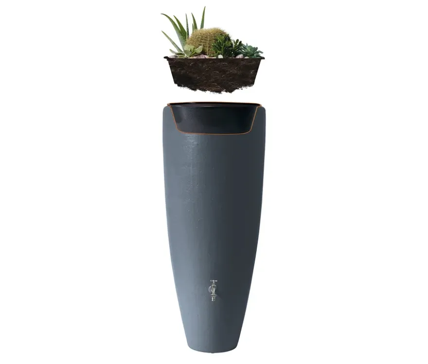 Garantia 2-in-1-Regentonne-Komplett-Set, ca. 300 l, graphit-grau