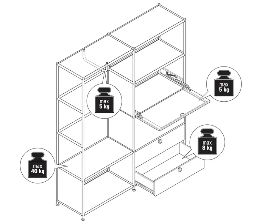 Garderobe Metall »CN3« mit 2 Klappenfächern und 2 Schubladen, weiß