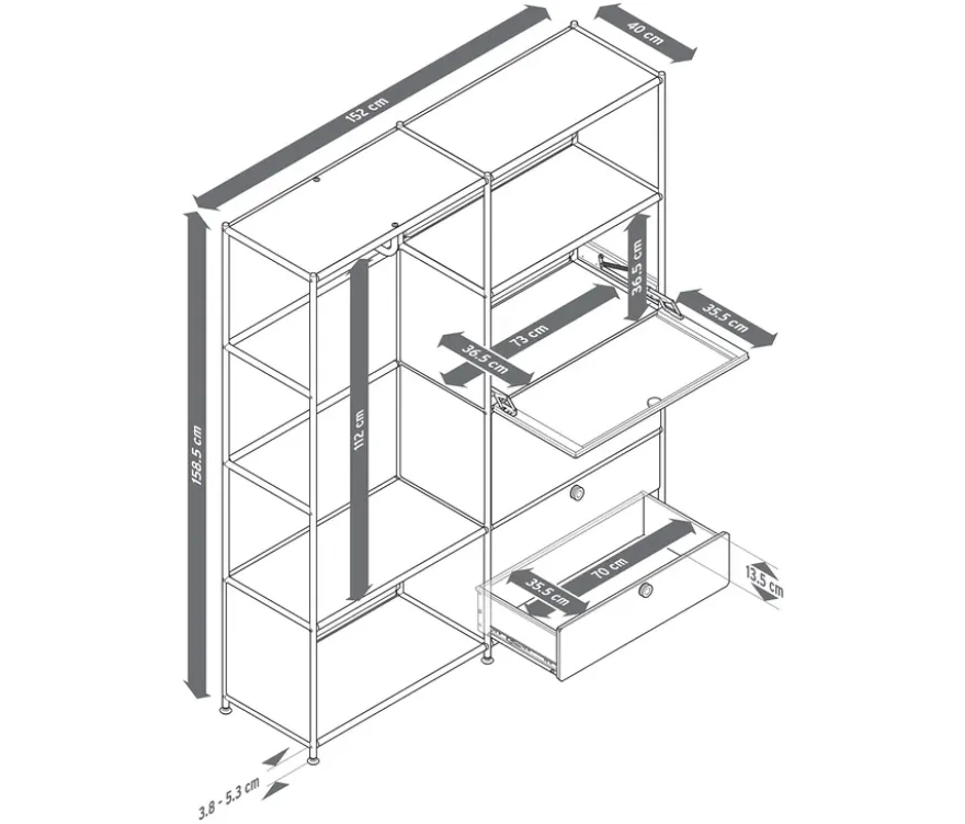 Garderobe Metall »CN3« mit 2 Klappenfächern und 2 Schubladen, weiß