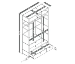Garderobe Metall »CN3« mit 2 Kleiderstangen und 4 Schubladen