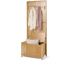 Garderobe mit Sitzbank in Lamellenoptik