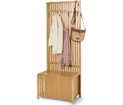 Garderobe mit Sitzbank in Lamellenoptik