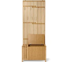 Garderobe mit Sitzbank in Lamellenoptik
