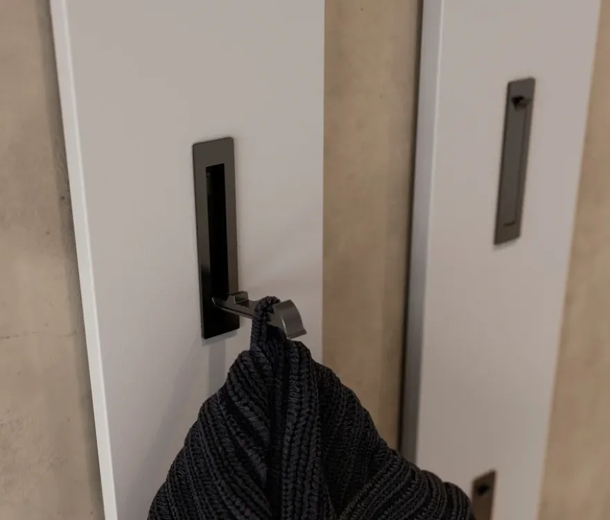 Garderobenpaneel mit schwarzen Haken, kaschmir