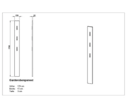 Garderobenpaneel mit silberfarbenen Haken, Lindberg-Eiche-Nachbildung