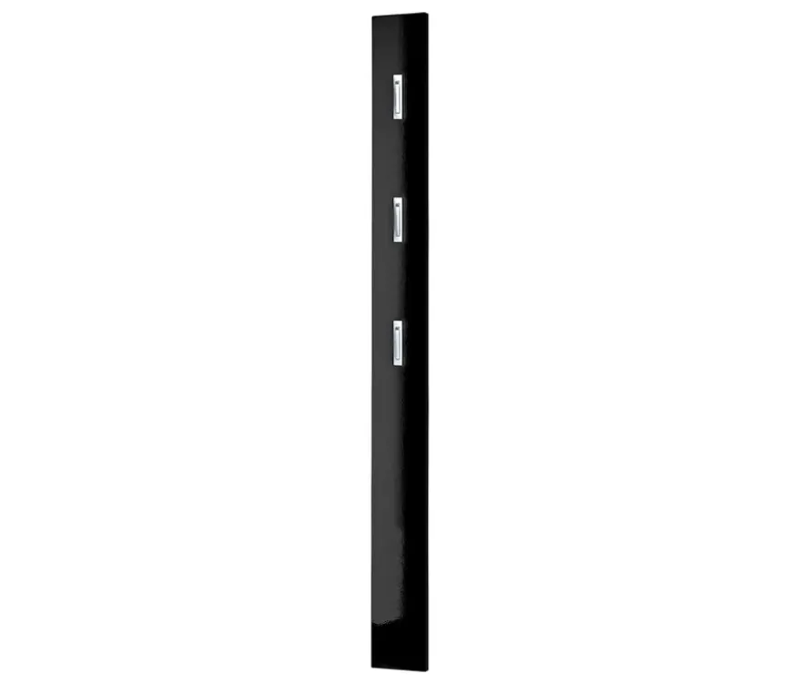Garderobenpaneel mit silberfarbenen Haken, schwarz