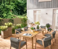Gartenstuhl, Rückenlehne mit Geflecht