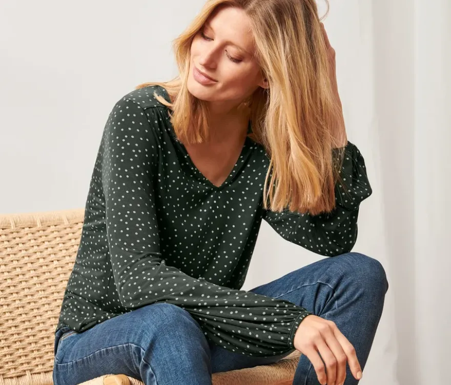 Gepunktetes Blusenshirt
