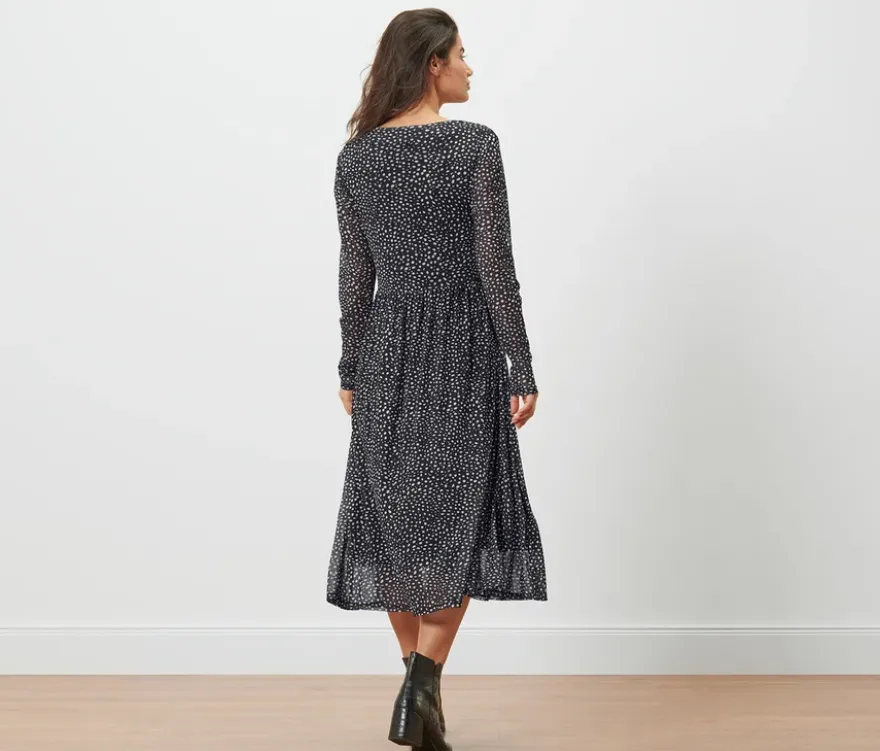 Gepunktetes Mesh-Kleid