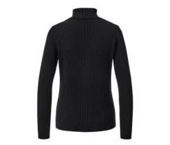 Gerippter Rollkragenpullover, schwarz