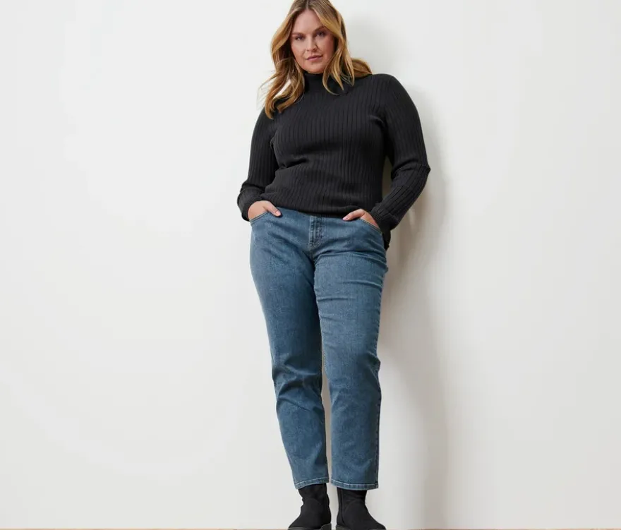 Gerippter Rollkragenpullover, schwarz