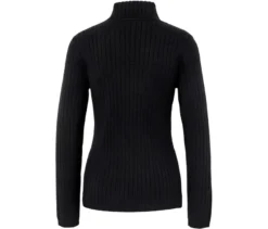 Gerippter Rollkragenpullover, schwarz