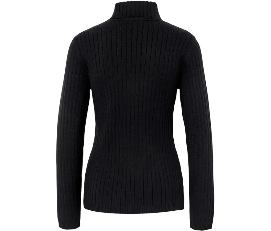 Gerippter Rollkragenpullover, schwarz