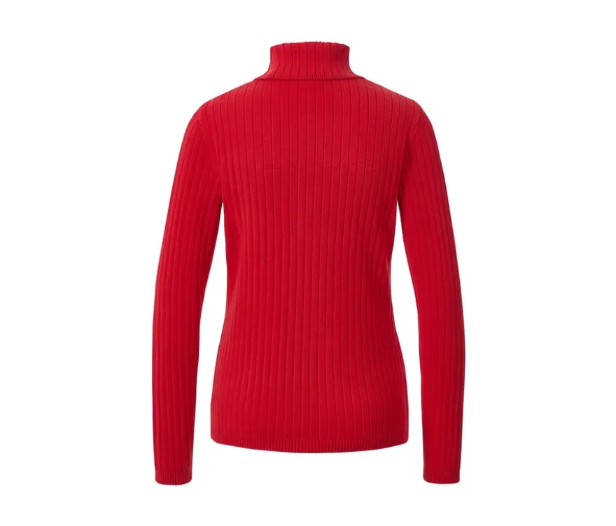Gerippter Rollkragenpullover, rot