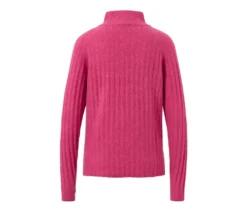 Gerippter Strickpullover mit Stehkragen
