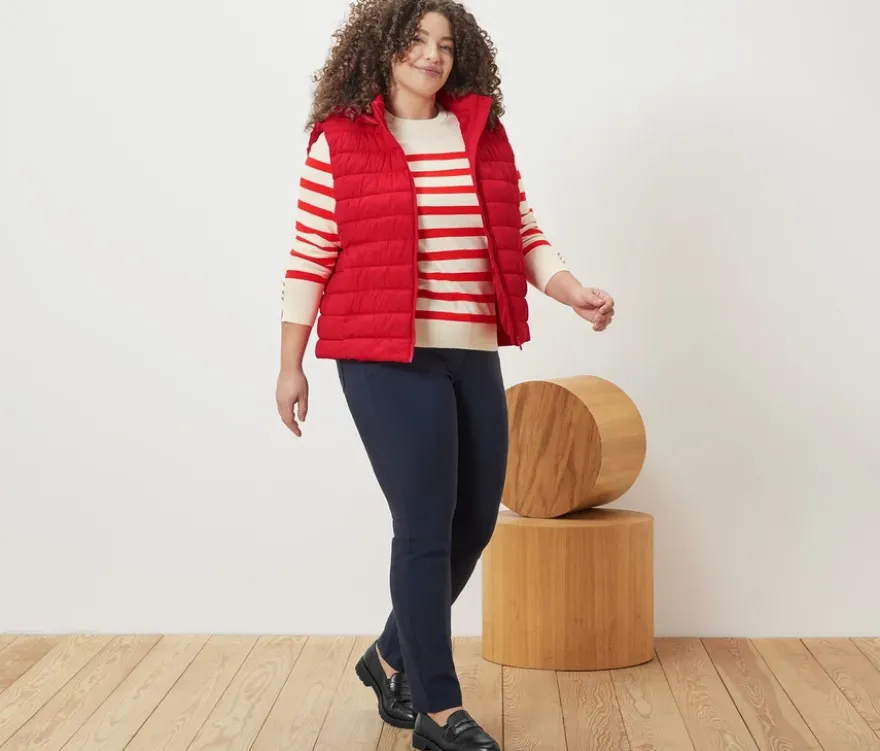 Gestreifter Feinstrickpullover, rot