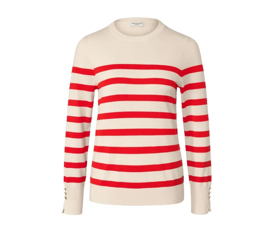 Gestreifter Feinstrickpullover, rot