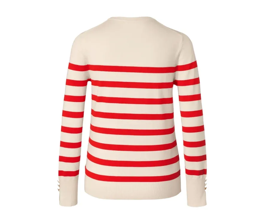 Gestreifter Feinstrickpullover, rot