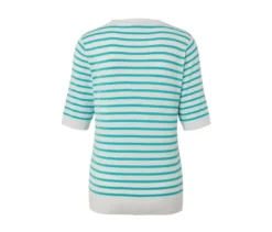 Gestreifter Feinstrickpullover, aqua