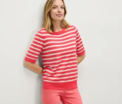 Gestreifter Feinstrickpullover