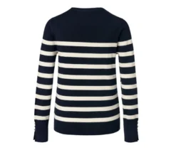 Gestreifter Feinstrickpullover, dunkelblau