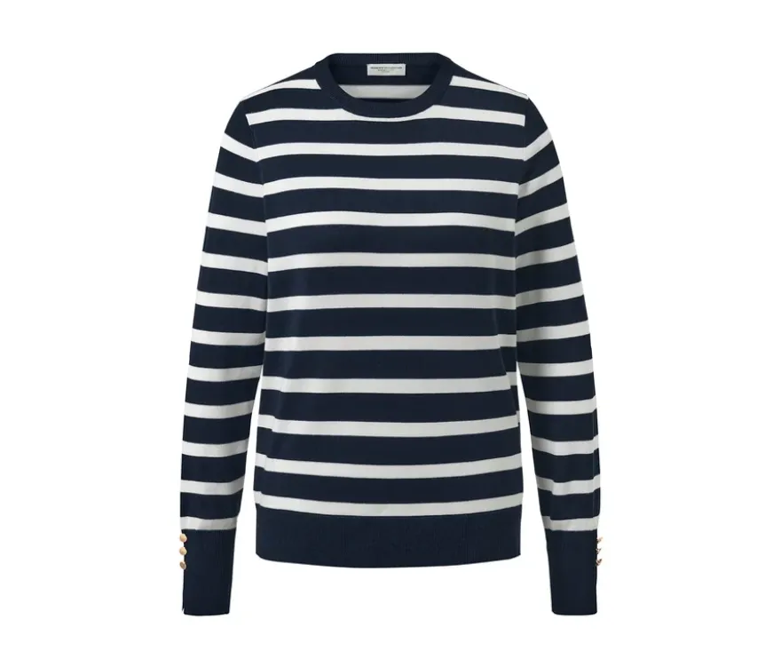 Gestreifter Feinstrickpullover, navy