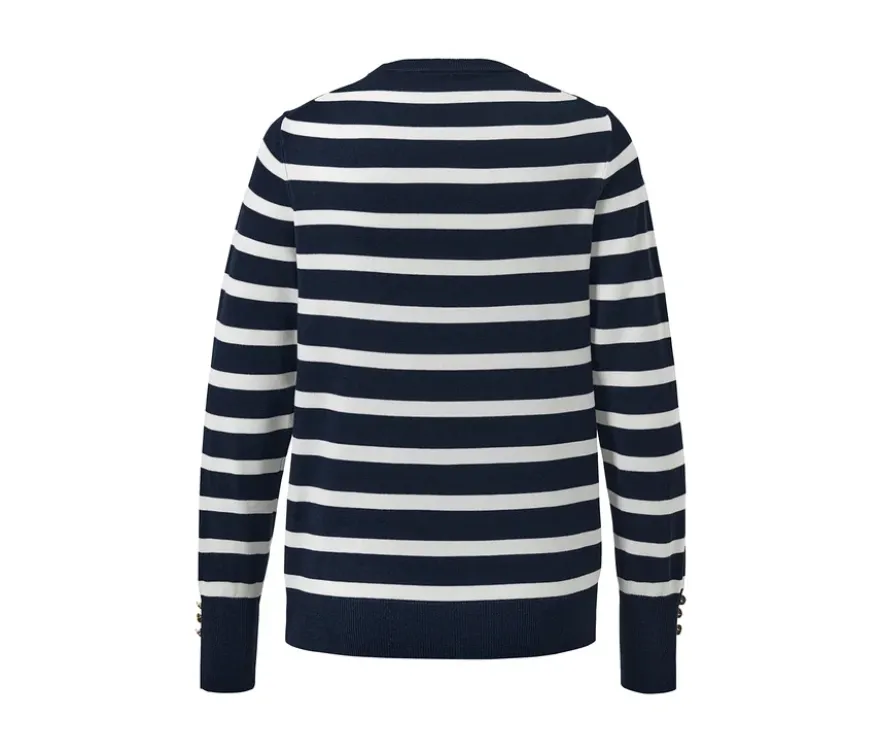 Gestreifter Feinstrickpullover, navy