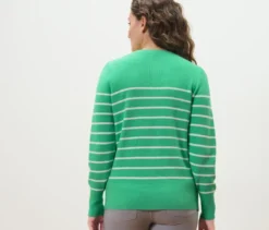 Gestreifter Feinstrickpullover