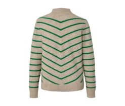 Gestreifter Strickpullover mit Stehkragen, creme