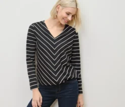 Gestreiftes Blusenshirt aus Modal-Mix