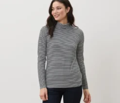 Gestreiftes Blusenshirt mit Stehkragen