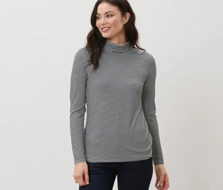 Gestreiftes Blusenshirt mit Stehkragen