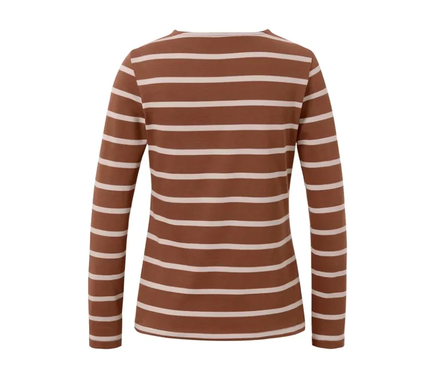 Gestreiftes Langarmshirt, cognac