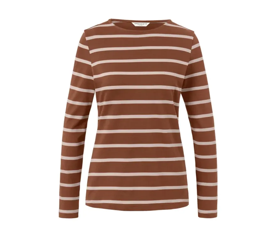 Gestreiftes Langarmshirt, cognac
