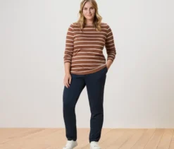 Gestreiftes Langarmshirt, cognac