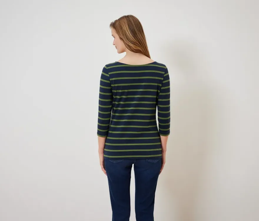 Gestreiftes Shirt mit 3/4-Arm, navy-grün