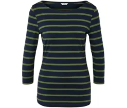 Gestreiftes Shirt mit 3/4-Arm, navy-grün