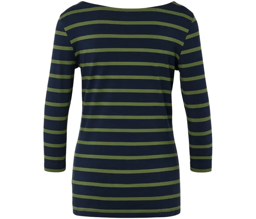 Gestreiftes Shirt mit 3/4-Arm, navy-grün