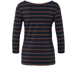 Gestreiftes Shirt mit 3/4-Arm, navy-cognac
