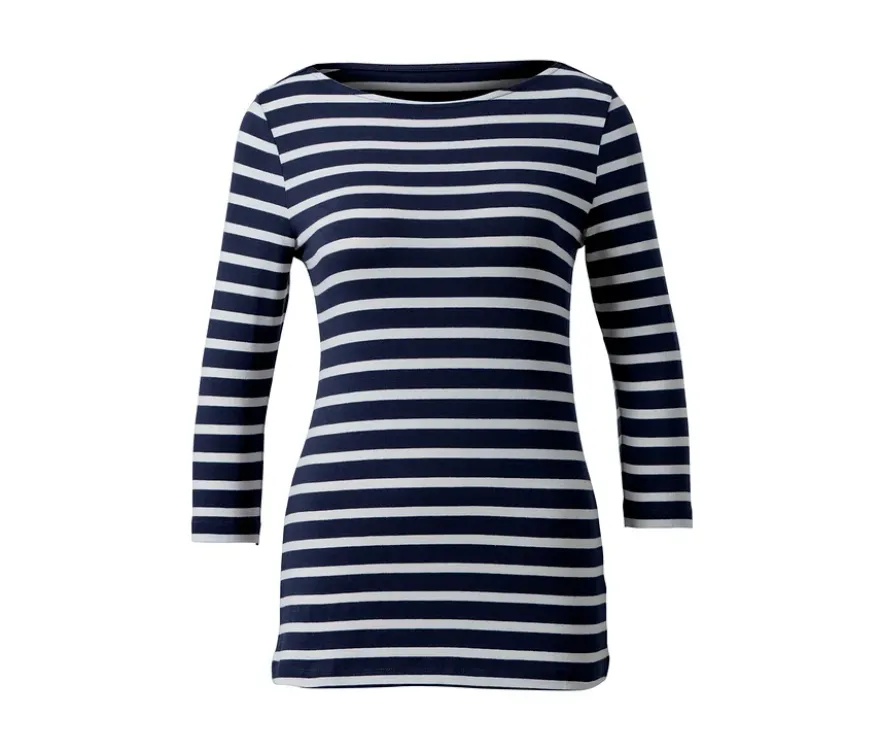 Gestreiftes Shirt mit 3/4-Arm, navy gestreift