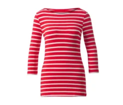 Gestreiftes Shirt mit 3/4-Arm, rot gestreift