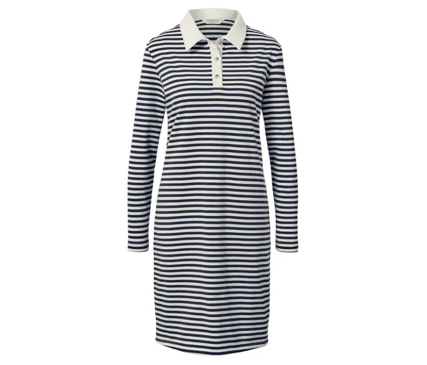 Gestreiftes Sweatkleid mit Polokragen