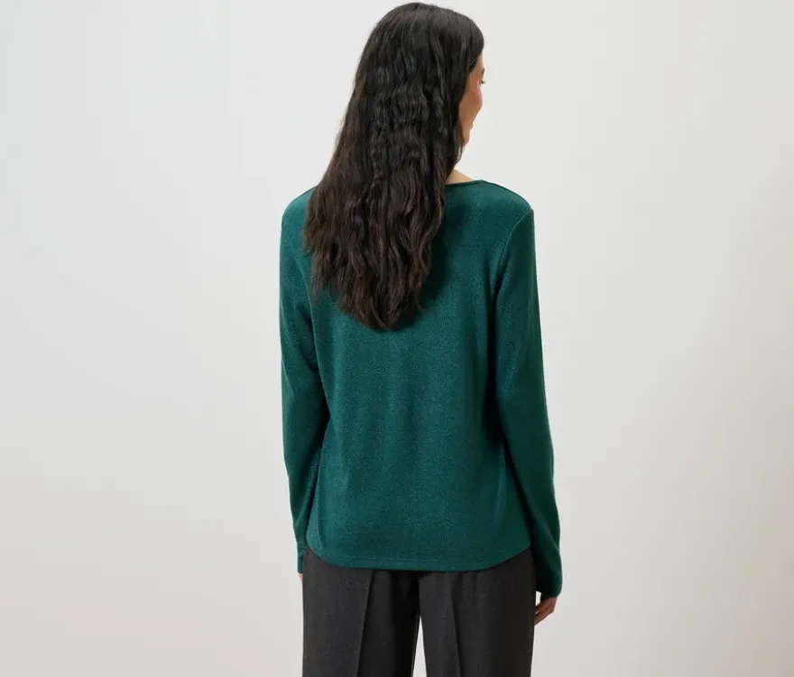 Glitzerndes Blusenshirt, petrol
