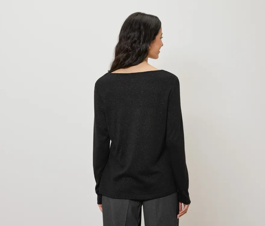 Glitzerndes Blusenshirt, schwarz