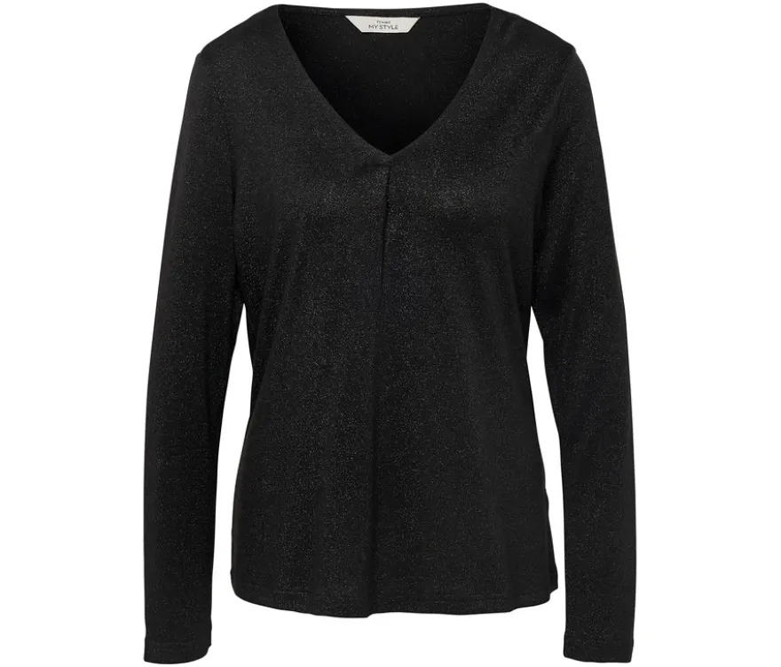 Glitzerndes Blusenshirt, schwarz